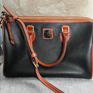 Dooney & Bourke Black and Tan Leather Satchel